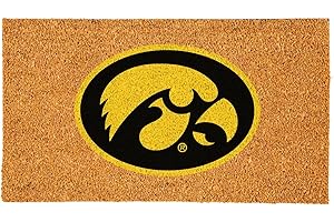 Team Sports America NCAA University of Iowa Natural Coir Doormat | Official Full Color Team Logo | 28 x 16 Inches | Non Slip Back | Front Door Welcome Floor Mats | Indoor Outdoor Entrance Rug