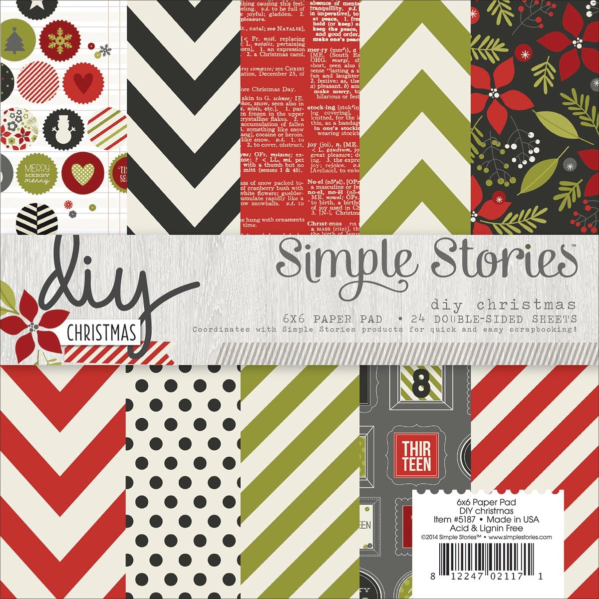 Simple Stories Paper Pad 6"X6" 24/Pkg-Diy Christmas