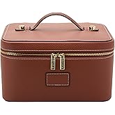 ETOILE - Vanity Case Ginger Brown - Stylish Travel Makeup Bag Organizer with Dividers
