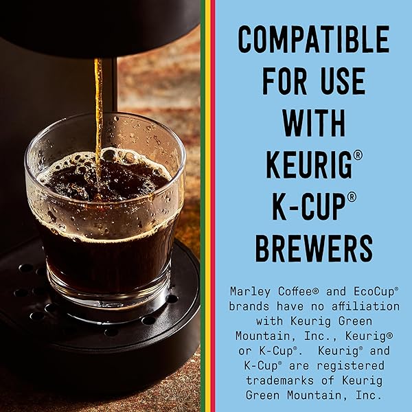 MARLEY COFFEE SIMMER DOWN DECAF, SWISS WATER PROCESS, MEDIUM ROAST COFFEE, KEURIG K-CUP BREWER COMPATIBLE PODS, 24 COUNT