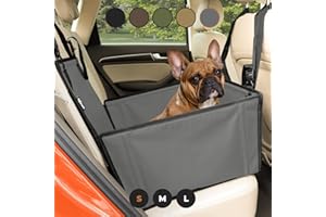WUGLO Extra Stable Dog Car Seat - Reinforced Car Dog Seat for Medium-Sized Dogs with 4 Fastening Straps - Robust and Waterproof Pet Car Seat for The Back Seat of The Car (S Size, Grey)