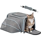 Petsfit Small Cat Carrier Soft Airline Approved Expandable Carrier for Kitten Puppy Bunny, 16"X10"X9“