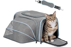 Petsfit Small Cat Carrier Soft Airline Approved Expandable Carrier for Kitten Puppy Bunny, 16"X10"X9“