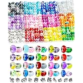 231PCS FIVEIZERO European Large Hole Beads for Jewelry Making – 12 Colors Glass Big Hole Spacer Beads with Metal Charms for Bracelets, Necklaces, Pens & DIY Crafts