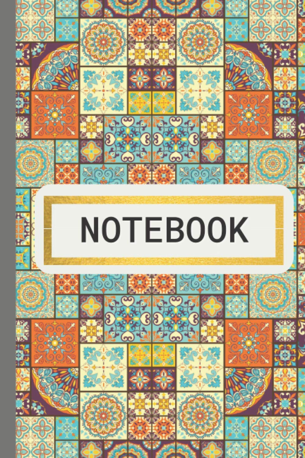 Notebook: 6'' x 9'' inches (A5 Size) Blank Lined Journal/Notebook With Colorful Moroccan Carpet Pattern (Paperback) - Moroccan Rug Design - Deferent Shades Of Colors Glossy Cover