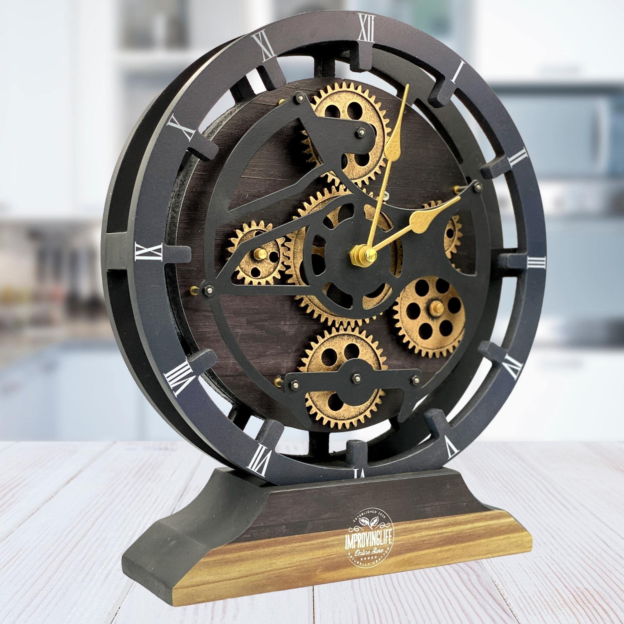 The Gears Clock Desk Clock 10 inches with Real