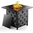 Ciays 28Inch Propane Fire Pit Table, 50,000 BTU Outdoor Gas Fire Pit Table CSA-Certified for Outside Patio with Removable Lid and Lava Rocks, Add Warmth and Ambience to Parties, Backyard, Garden