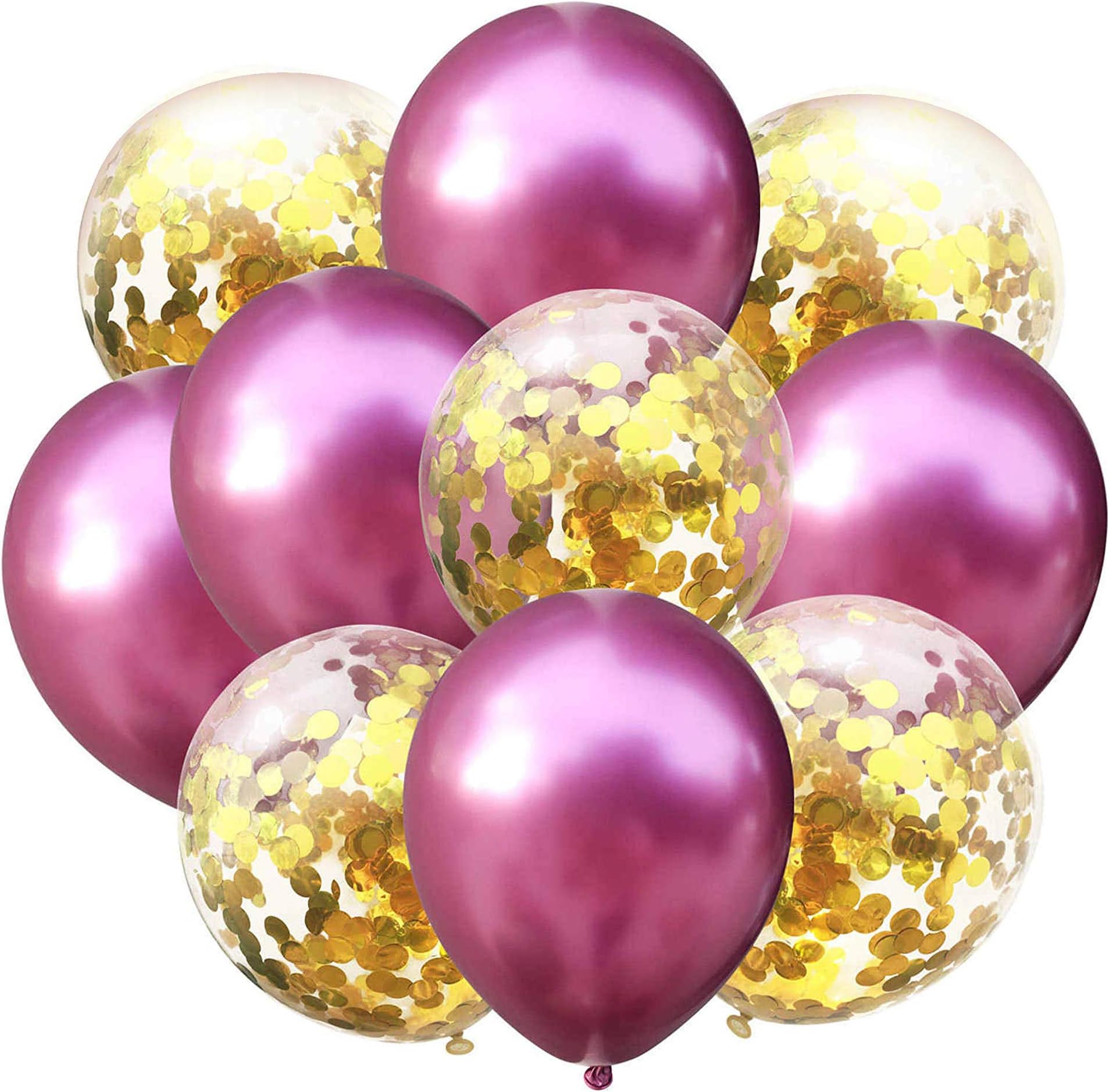 Party Hour 10 Pieces Happy Birthday Decorations Set, 5 Pieces Confetti Balloons and 5 Pieces Latex Balloons for Baby Shower,Welcome, Anniversary- Purple