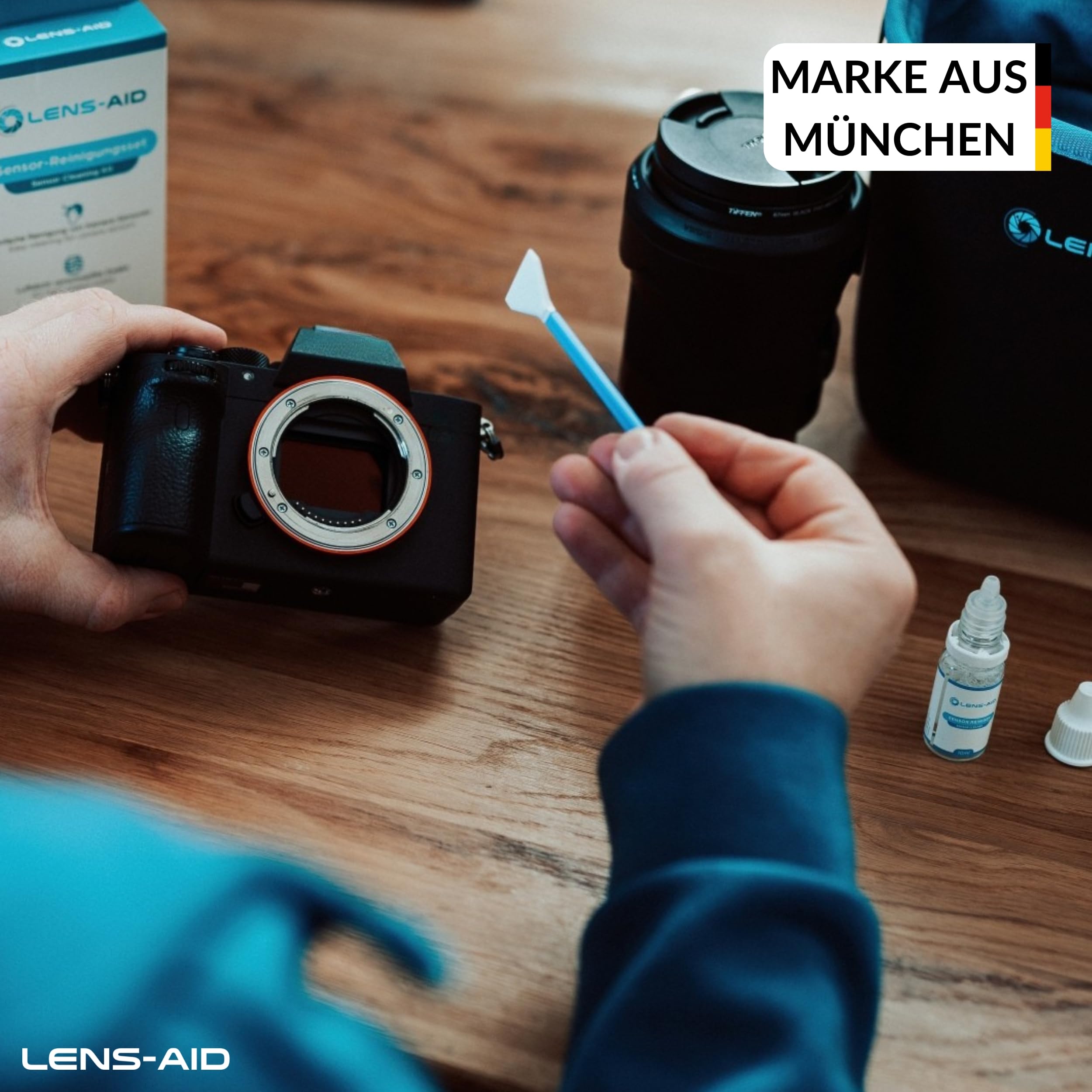 Lens-Aid Sensor Reinigungsset APS-C Kameras | Cleaning Kit mit 12x 16mm Swabs & Flüssig-Reiniger | Kompatibel mit Canon Sony Nikon Fujifilm Kamera 2