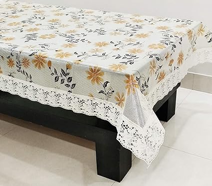 STITCHNEST - Table Cover Anti Skid, PVC, Oval 4 Seater, 40 X 60 Inches, Mustard Table Cover, Pack of 1