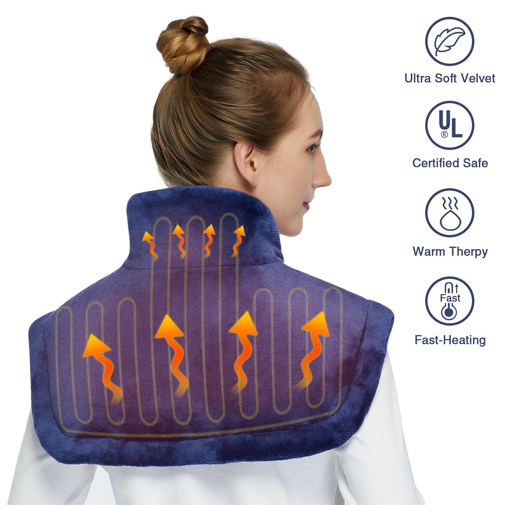 CAROMIO Weighted Heating Pad for Neck and Shoulders - UL Certified, 2.2lb Large Electric Fast Heating Pad for Pain Relief and Deep Pressure Therapy, 22