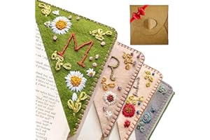 OTRANTO 26 Letters Bookmark All Season Bookmarks for Women Men Reading Book Lovers Gifts Spring Summer Fall Winter Book Mark Corner Personalized Hand Embroidered (S, Summer)