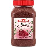 TAZAH Ground Sumac Spice, 1 lb (16 oz), Product of Jordan | Tangy sumac seasoning for Middle Eastern and Mediterranean dishes, including marinades, kabobs, salads, and hummus.