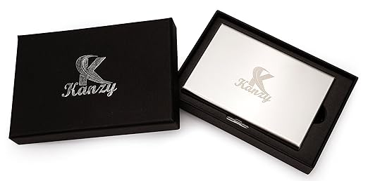 Cartera para tarjetas de crédito genuina Kanzy ultrafina, bloquea RFID, de aluminio con cierre de acero inoxidable, para hombre y mujer - plata