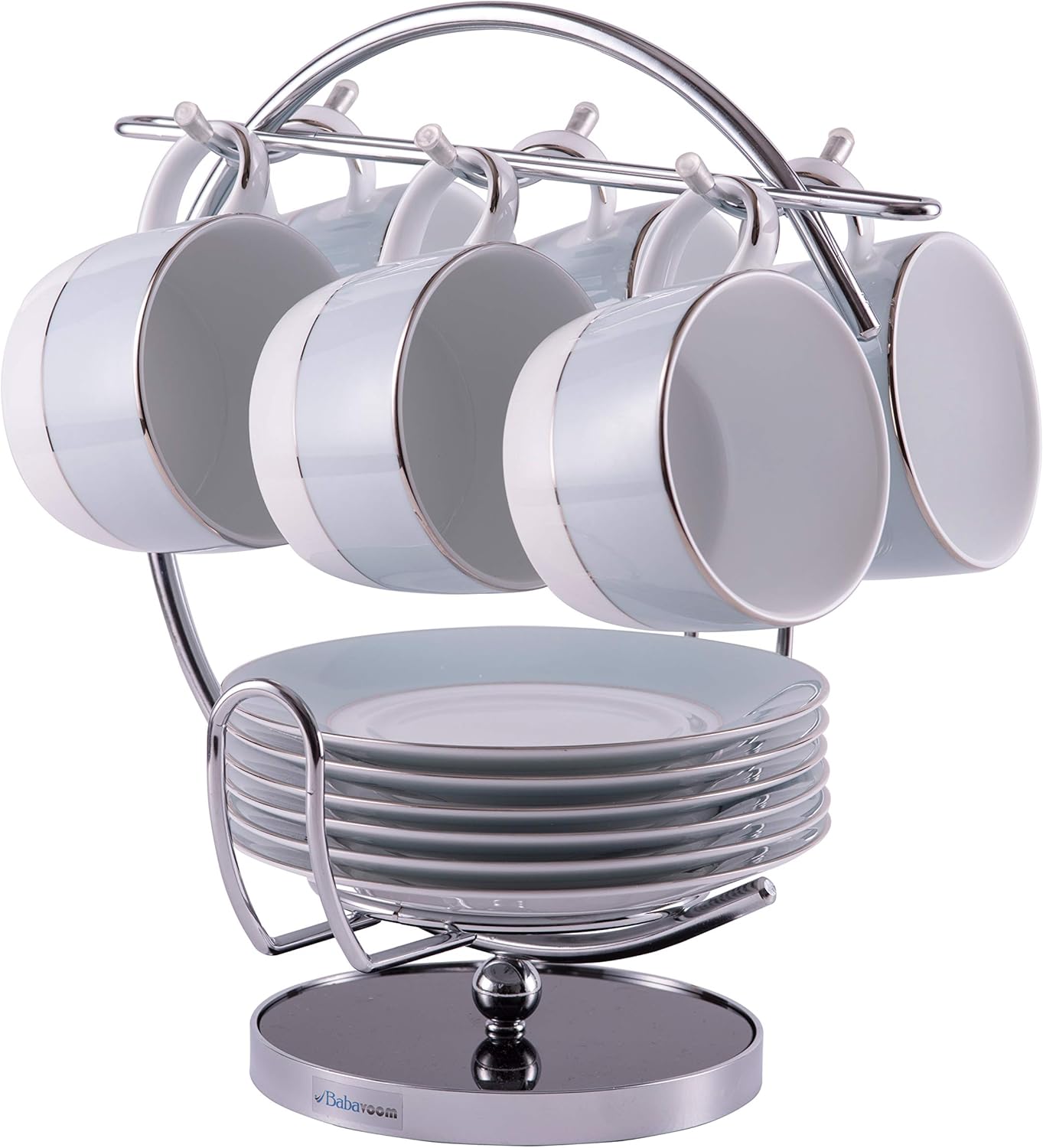 Babavoom Stainless Steel Chrome Mug Tree Holder Stand Organizer Rack