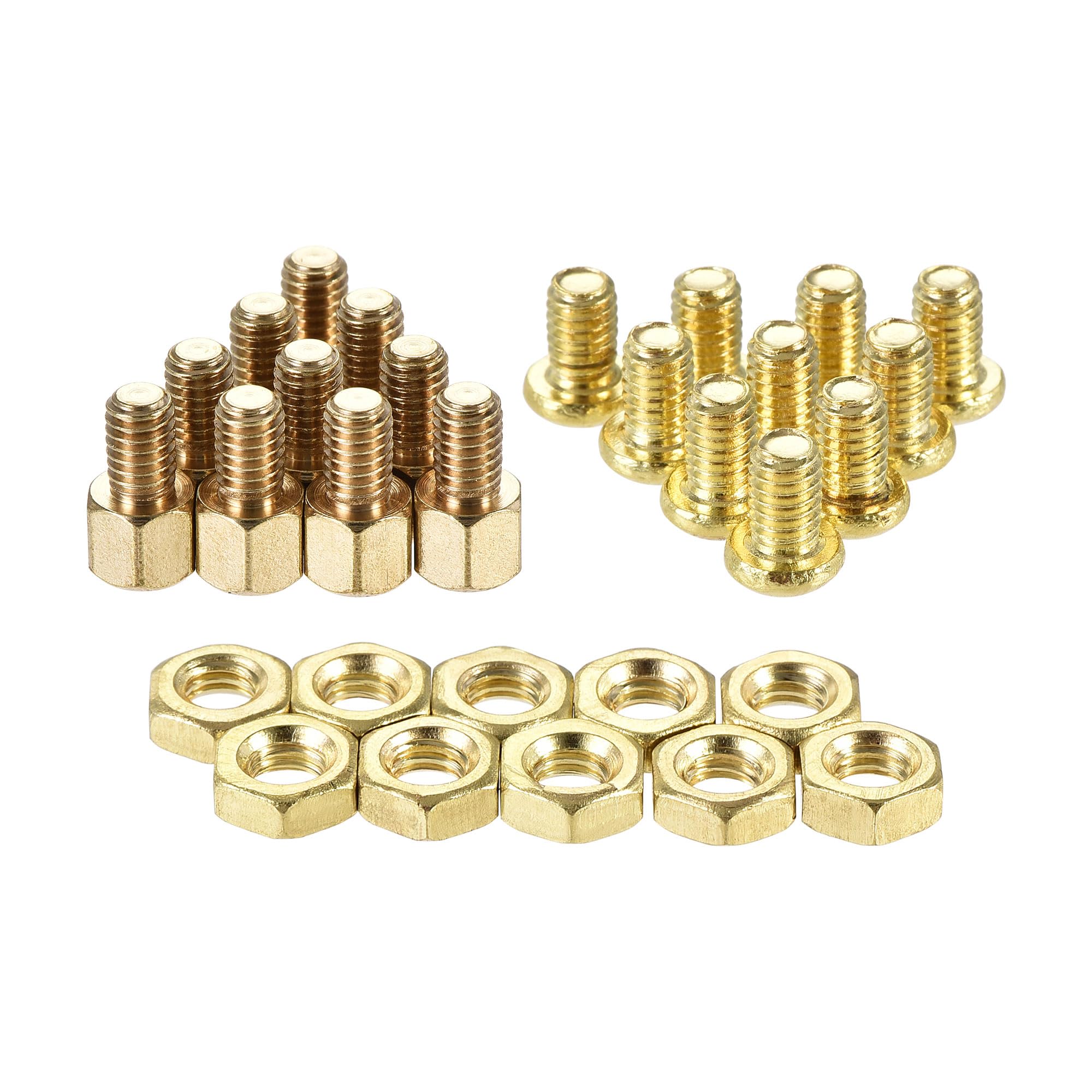 sourcing map M4 Hex Brass Standoff Spacer 5mm+6mm Male-Female Threaded Pillar Screw Nut Kit for PCB Motherboard Computer Circuit Board, 10 Sets