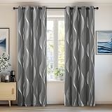 Deconovo Blackout Curtains 52 x 84 Inch Eyelet 2 Panels Light Grey view 1