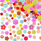Incinkod 50 Pcs Mini Flowers for Crafts, Mix Color Daisy Flower Charms, Flatback Slime Charms, Cute Charm for Slime, Jewelry Making, Scrapbooking Embellishments
