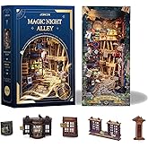 STRUCWOOD Magic Book Nook Kit - DIY Miniature House Dollhouse Kit for Adults Teens,3D Wooden Puzzle Booknook Bookshelf Insert Decor,Gifts for Family Friends -Magic Night Alley(SQ-16)