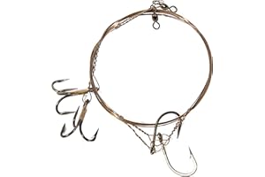 Boone Single Hook 2/0 Live Bait Rig (Pack of 2), 1# 2 Treble Hook, Gold