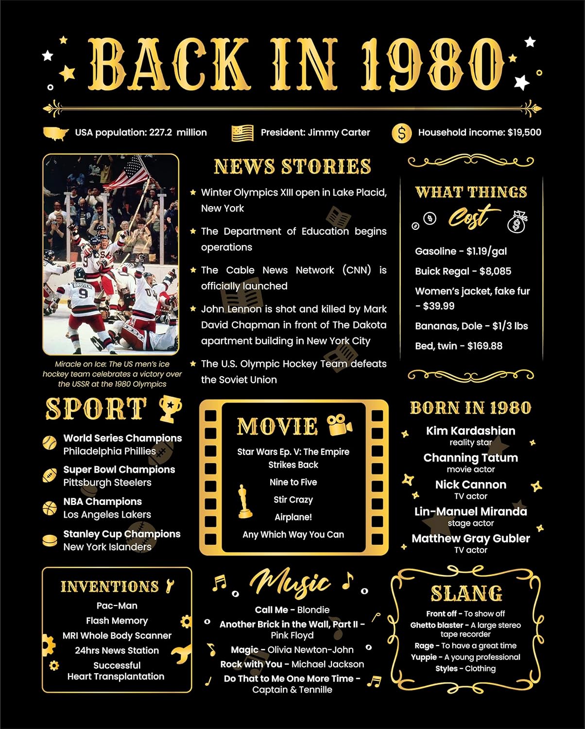 Wall Décor - Back in 1980 Birthday Card - 43rd Birthday Gift for Women or Men - 43rd Birthday Decoration for Her or Him - Funny Table Centerpiece for 43 Years Old Birthday Party [Poster Unframed 8x10 In]