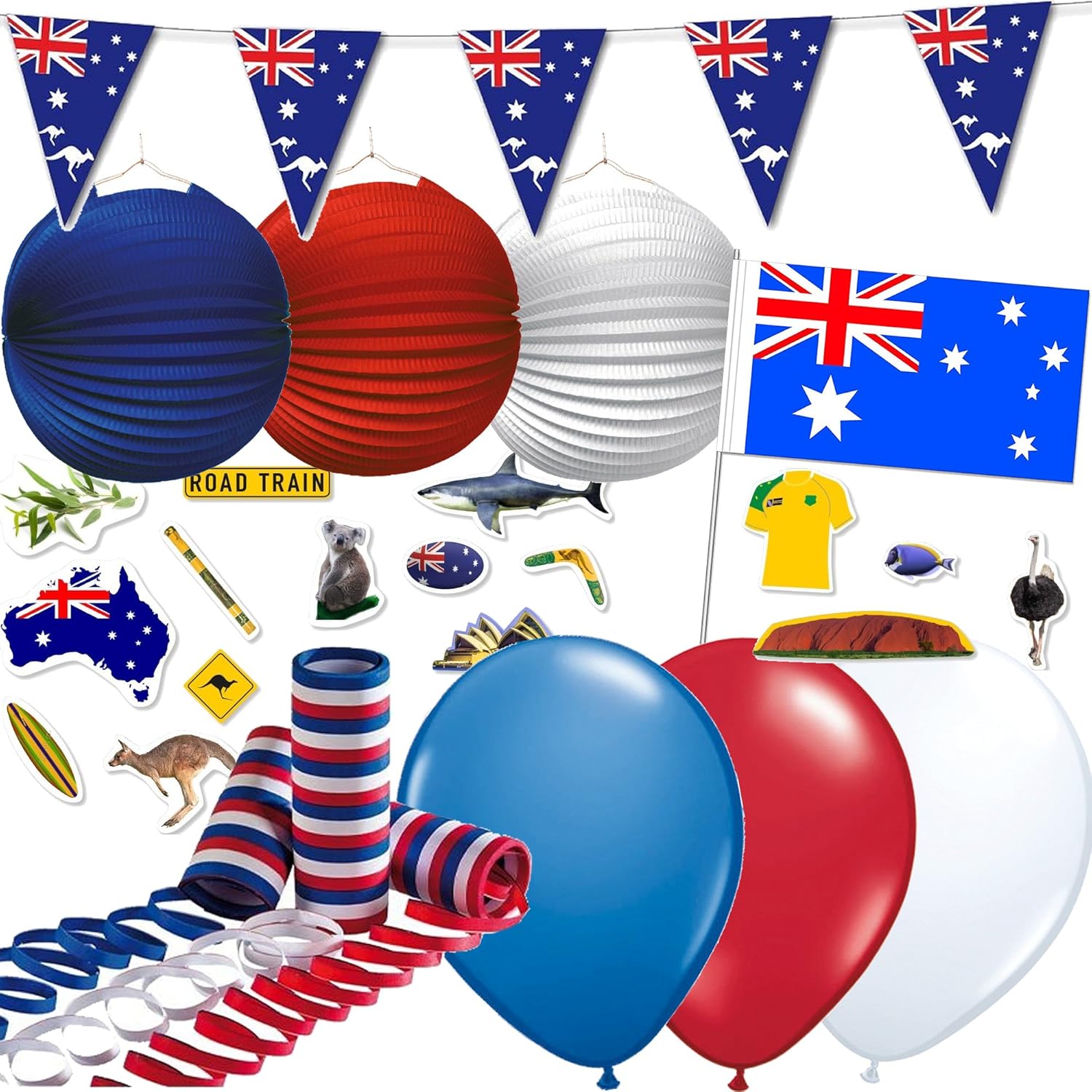 130 pièces Set de décoration de * Australie * pour une Party//avec guirlande + Drapeaux de Pays