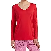 HUE Womens Long Sleeve V-Neck Sleep Tee