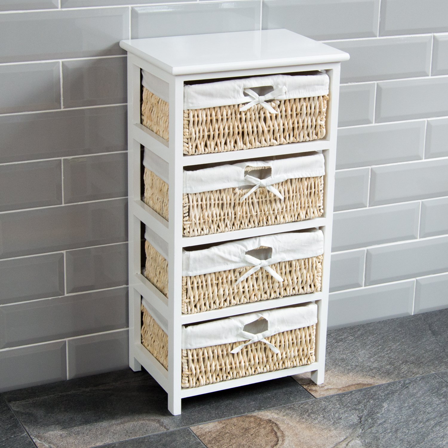 Home Vida Maize Storage Unit White, 4 Drawer