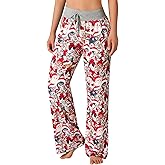 ALISISTER Christmas Womens Pajama Pants Casual Comfy Sleepwear Wide Leg Drawstring Bottoms with Pockets