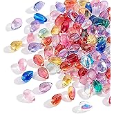 AHANDMAKER Teardrops Glass Pendants, 100 Pcs 9x6mm Teardrop Mixed Color Glass Beads with 1mm Hole for Valentine's Day DIY Necklace Earrings Jewelry Making