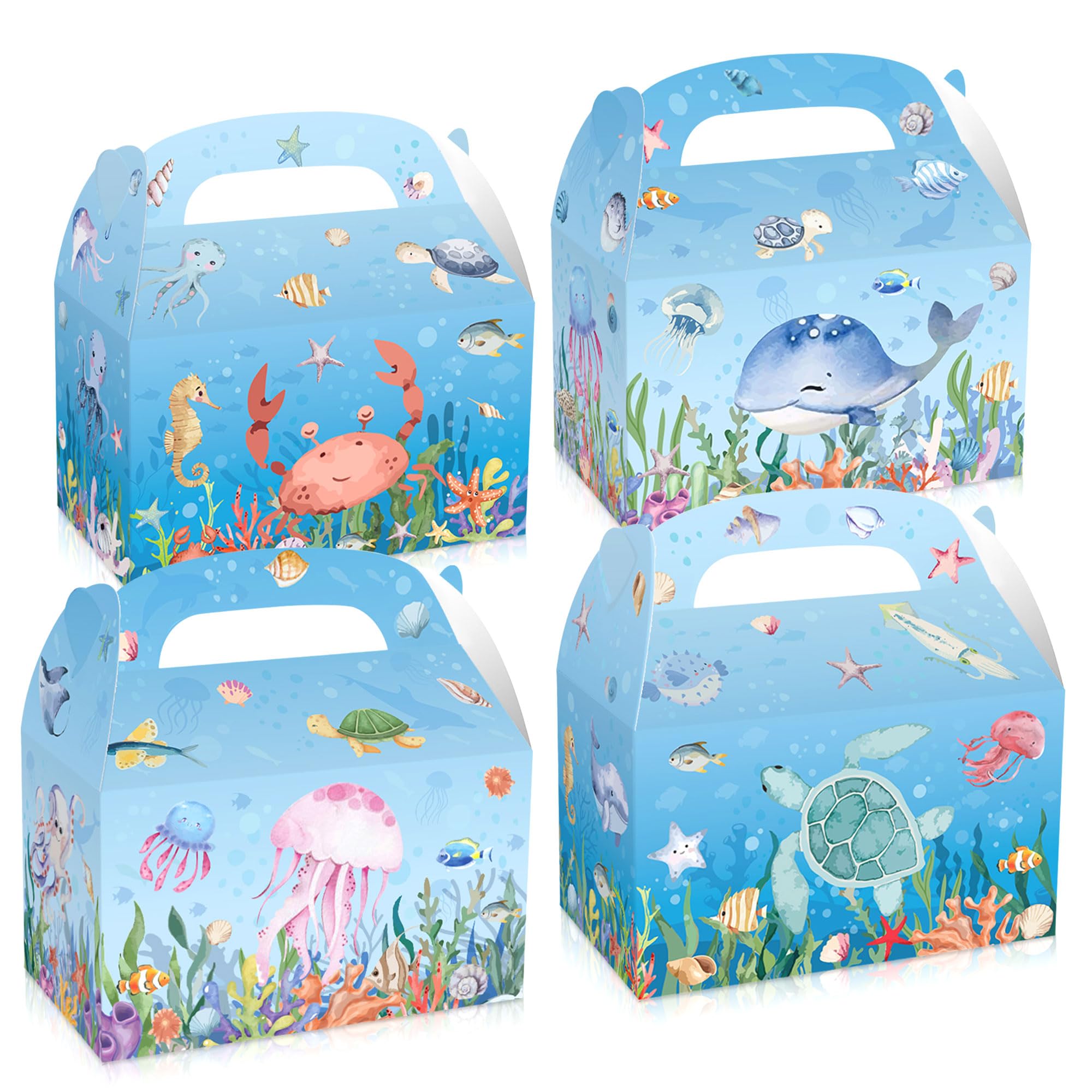 Photo 1 of 12 PCS Under the Sea Party Favors Goodie Boxes Ocean Animals Small Gift Bags Candy Treat Boxes Beach Sea Turtle Birthday Party Supplies