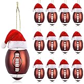 12 Pcs Christmas Football Ornaments with Removable Santa Hat, 2.36 inch Sports Theme Tree Balls Gifts, Home Decor for Christmas Tree Decoration Kids Boy Xmas Holiday Party Supplies