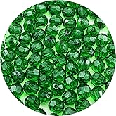 YUEXIGO 200pcs 10mm Acrylic Round Faceted Beads for Crafts Faceted Spacer Beads for Sewing Crafts Decoration Necklaces Bracelets Earrings Jewelry Making(Dark Green)