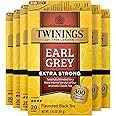 Twinings Earl Grey Extra Strong Black Tea Individually Wrapped Bags, 20 Count (Pack of 6), Flavoured with Citrus and Bergamot, Caffeinated, Enjoy Hot or Iced | Packaging May Vary