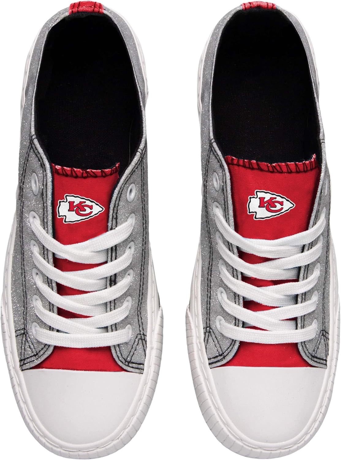 FOCO Women's NFL Low Top Glitter Canvas Sneakers Shoes : Clothing