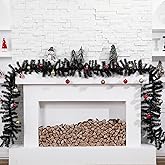 Jutom 13.2 ft Valentine's Garlands with 16.4 ft LED Lights Artificial Garland Romantic Pine Valentine Garland Decoration for Stairs Fireplace Mantel Front Door Porch Holiday Party(Black)