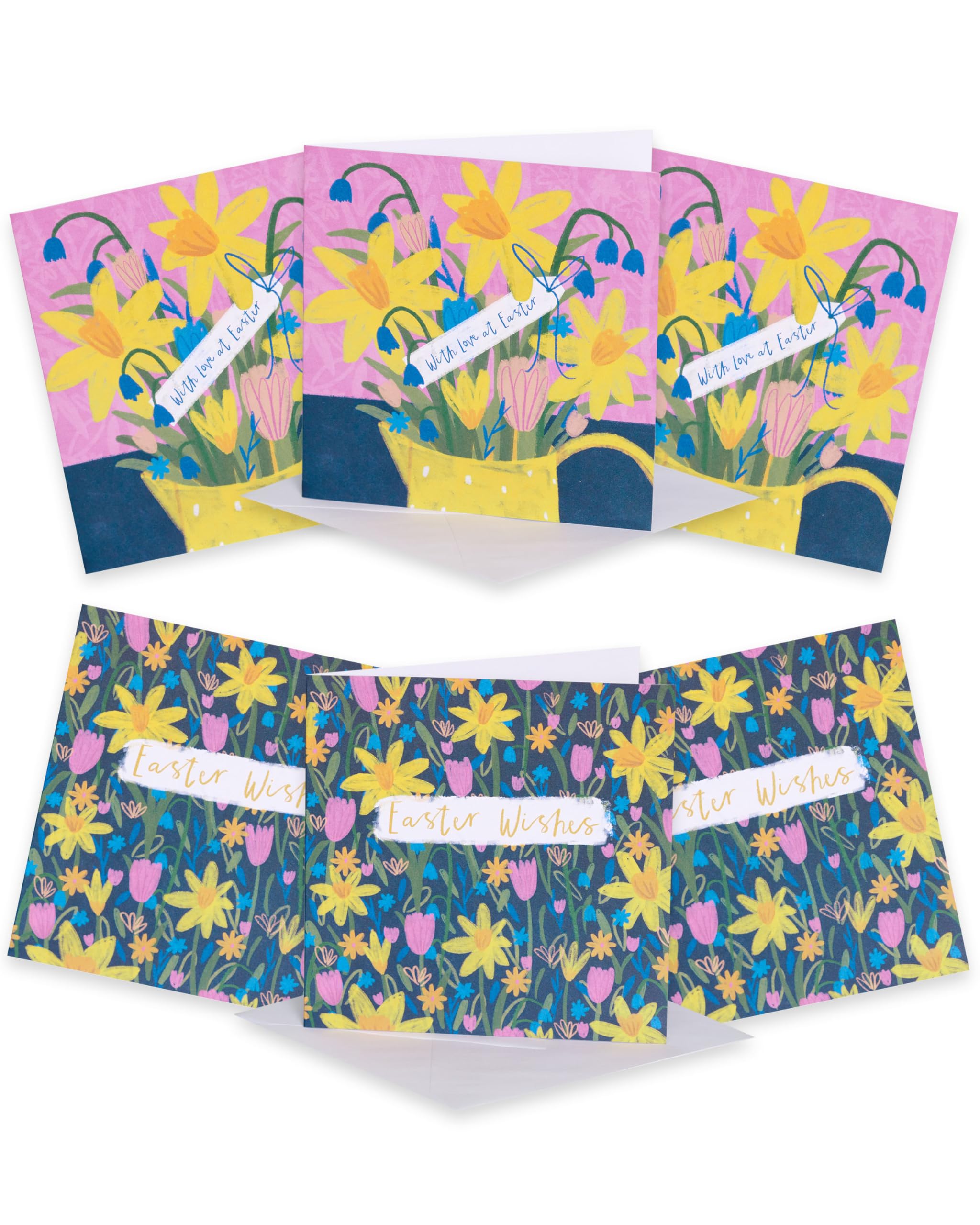 Pack Of 6 Mind Easter Wishes Floral Easter Cards Charity Greeting Cards