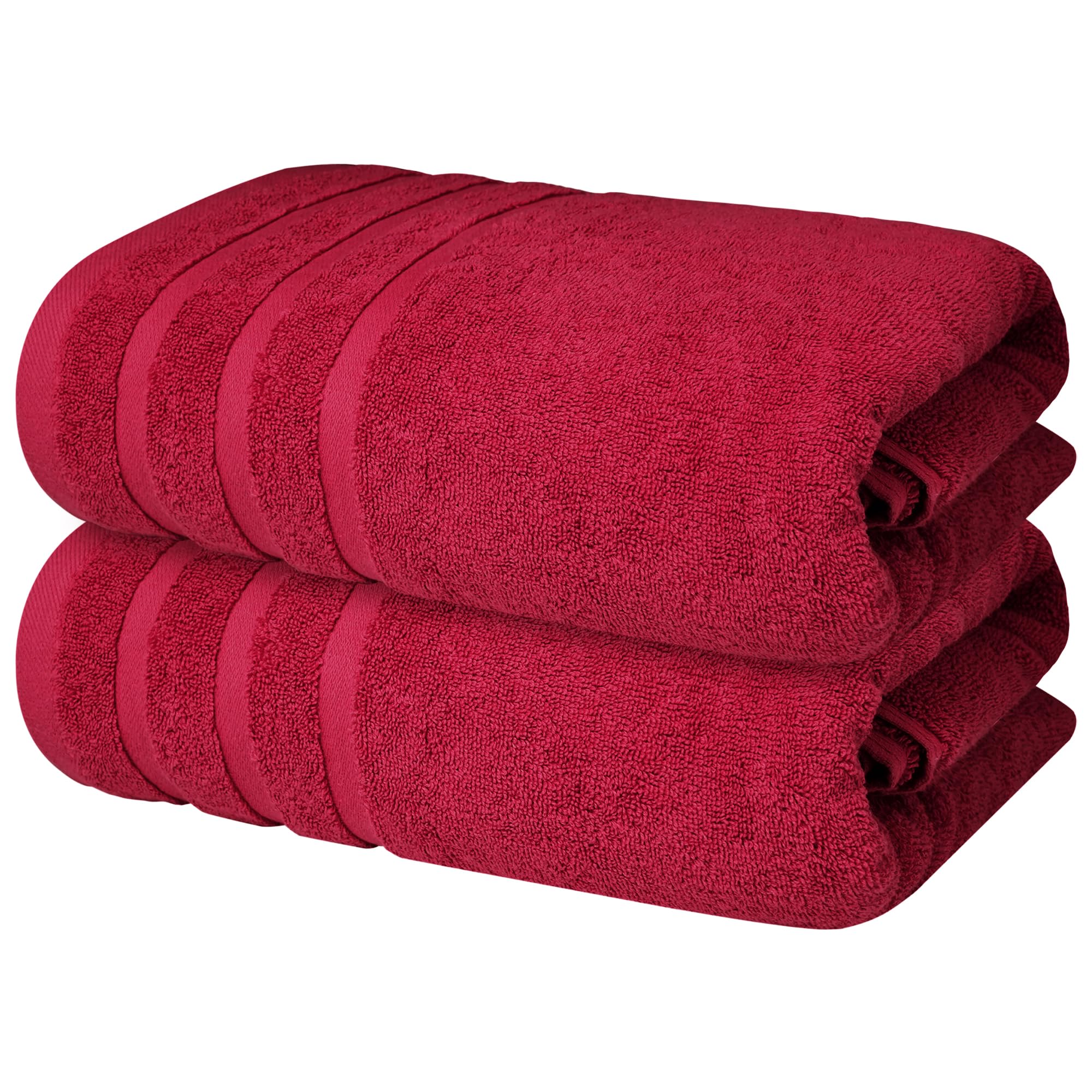 Infinitee Xclusives Bath Towels Set of 2 (70x140 cm) – 100% Soft Ring-Spun Cotton, Ultra Soft & Highly Absorbent Towels for Spa, Gym, Hotel & Everyday Bathroom Use |Burgundy| — image 1
