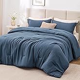 Love's cabin Navy Blue Queen Comforter Set, 3-Piece Prewashed Queen Size Bedding Set with 1 Comforter (90" x 90") and 2 Pillowcases (20" x 26"), Lightweight & Breathable Bed Set for All Seasons | Soft, Breathable, Lightweight, Comfortable