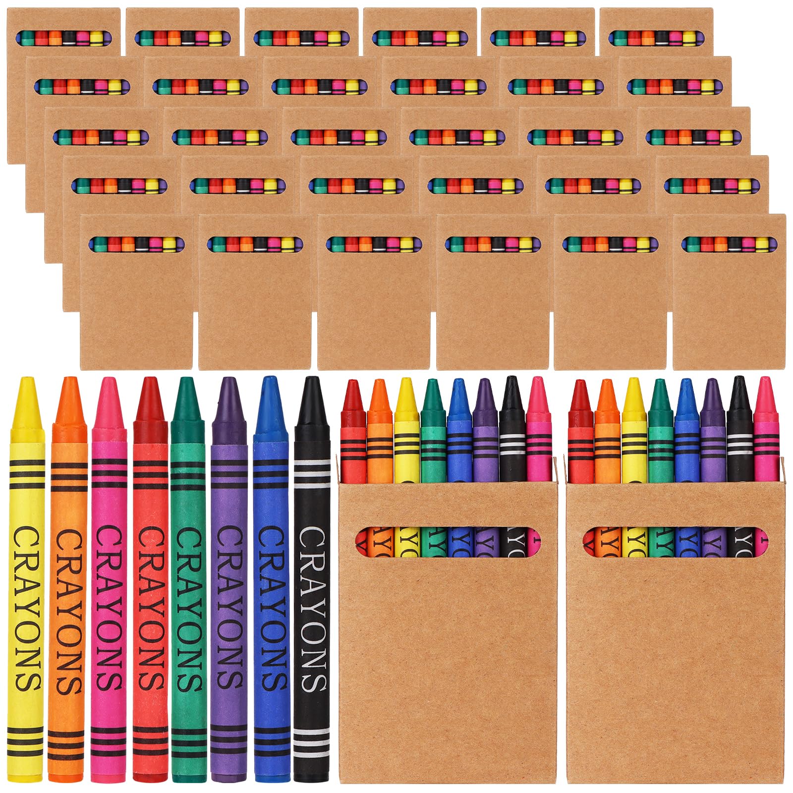 YXSJAS 30 Boxes Color Crayons Bulk Individual Packs Mini Crayon 8 Color Wrapped Wax Party Favors for School Classrooms, Restaurants, Kids Crayons Colouring Activity, Party Bag Fillers