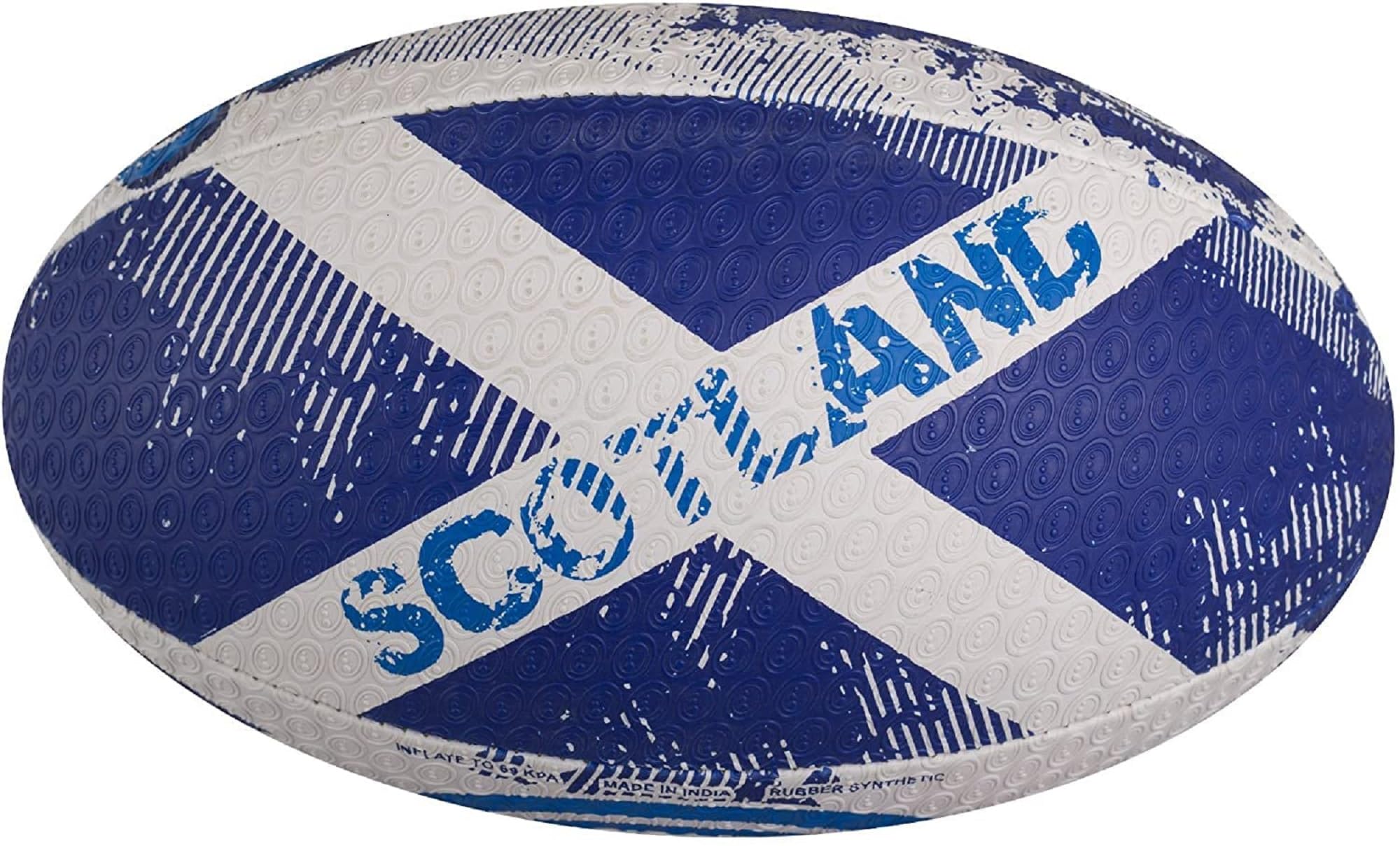 Optimum SCOTLAND National Rugby Ball- Iconic Style with Great Flight and Air Retention - Rubber Dimpled Surface for Enhanced Grip - 2-Ply 410g Ball, Size 4
