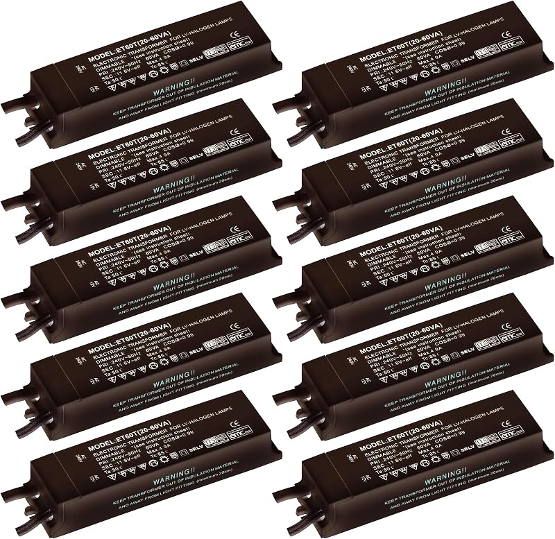 National Lighting 12V Electronic Dimmable Transformer 60W Black Pack of 10