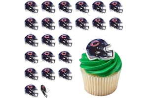 DecoPac NFL Chicago Bears Helmet Rings, 24 Football Cupcake Decorations, Officially Licensed, Football Rings, Food Safe Cake Toppers – 24 Pack