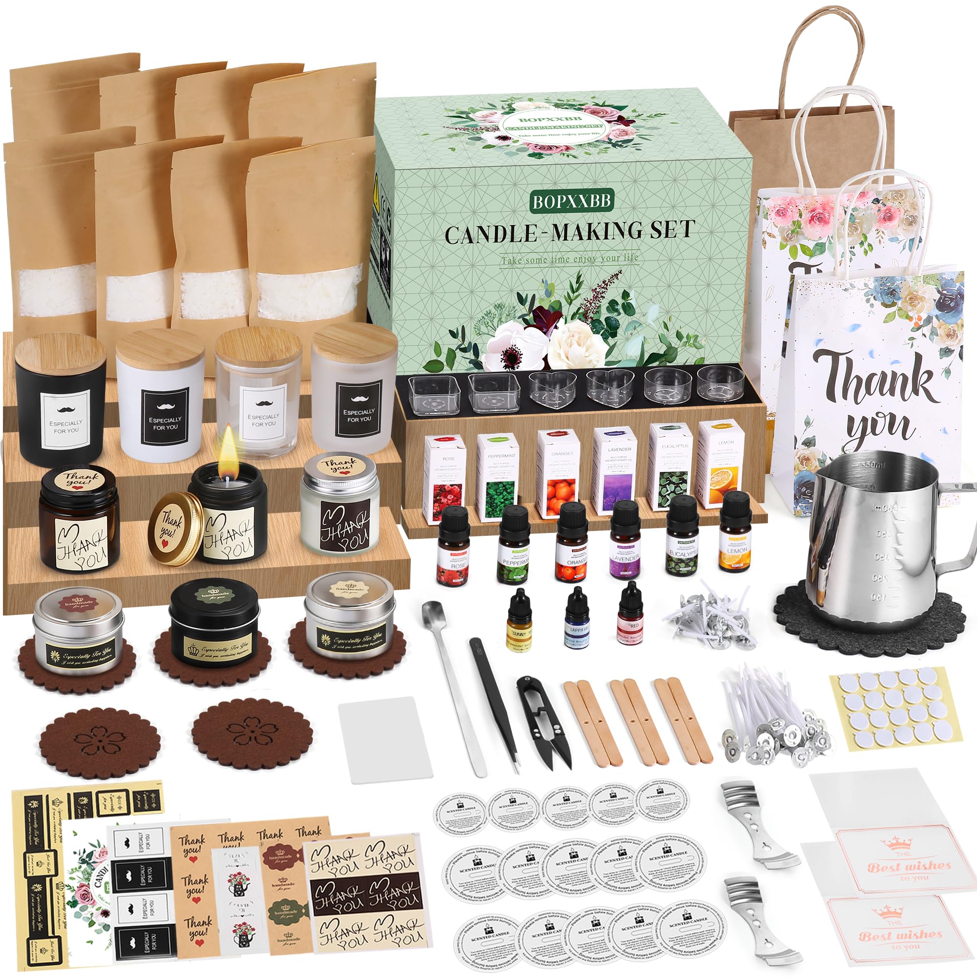 Photo 1 of DOPXXBB Complete Candle Making Kit, DIY Candle Making Supplies for Adults, Include Soy Wax, Candle Cups & Tins Candle Wicks & Light Aroma Type Scents, Liquid Dyes & More