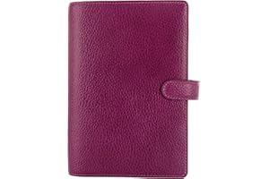 Filofax Finsbury Organizer, Personal Size, Raspberry - Traditional Grained Leather, Six Rings, Week-to-View Insert, Multiling