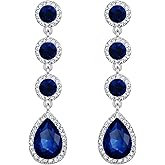 BriLove Women's Elegant Wedding Bridal Crystal Teardrop Chandelier Dangle Earrings