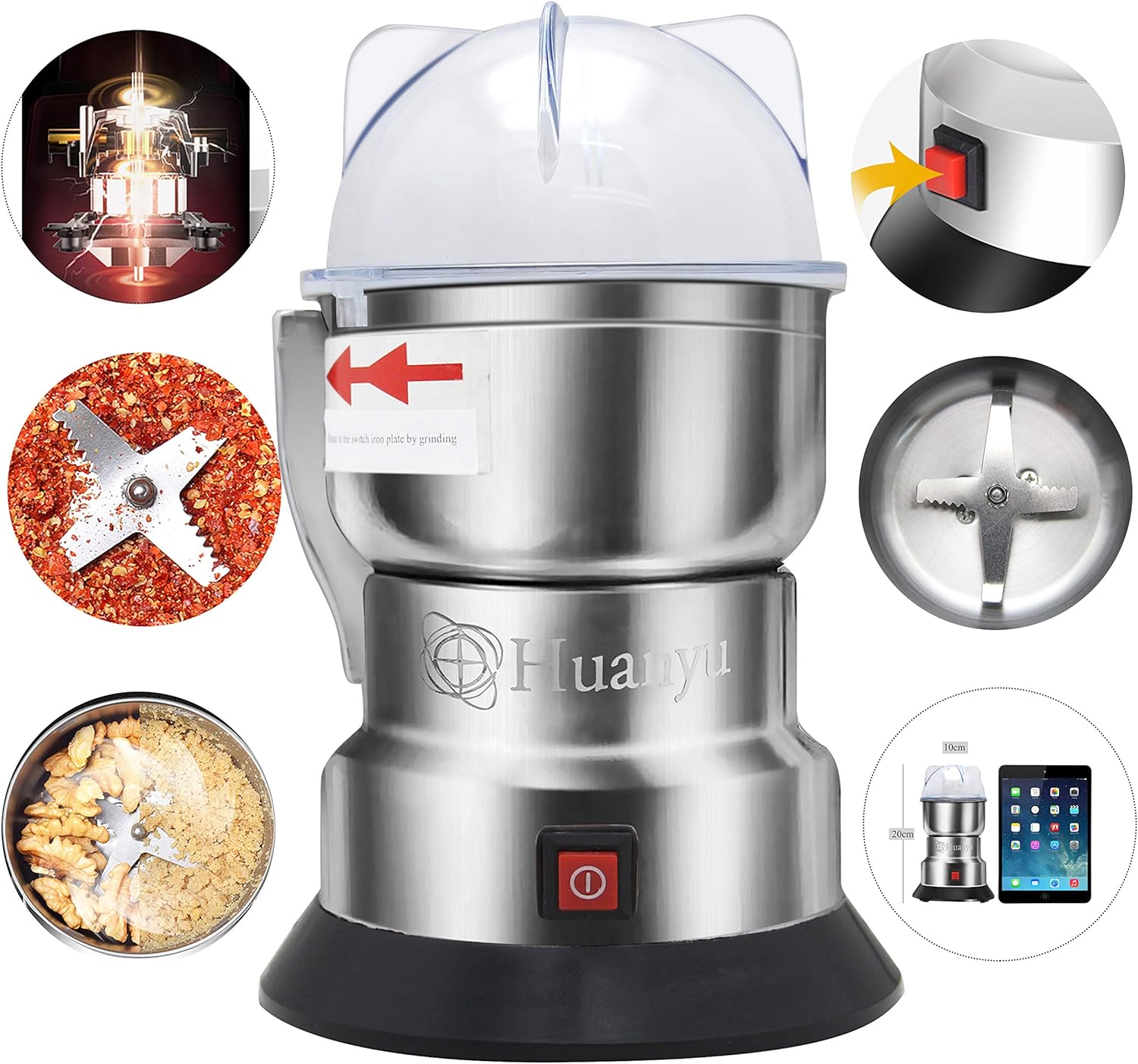 Huanyu 500g Electric Grain Grinder 200g/h Powder Grinding Machine Swing