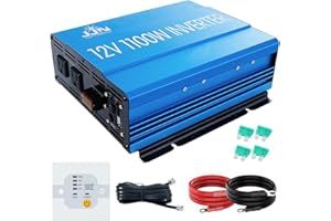 JJN Power Inverter 1100 Watt Modified Sine Wave Inverter 12V DC to 110V AC Converter for Home, Laptop, Off-Grid Solar Power Inverter with Built-in 5V/2.1A USB Port, 2 AC Outlets, Remote Controller