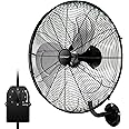 COSTWAY Wall Mount Fan, 20-inch Heavy Duty Metal Wall Fan with 3 Fan Speeds, 85° Oscillation, 30° Adjustable Tilt Head, Wall-mounted Aluminum Blades Fan for Garage Warehouse Workshop, Black (1 pack)