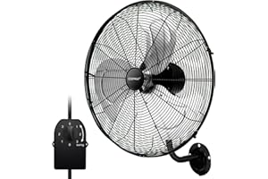 COSTWAY Wall Mount Fan, 20-inch Heavy Duty Metal Wall Fan with 3 Fan Speeds, 85° Oscillation, 30° Adjustable Tilt Head, Wall-